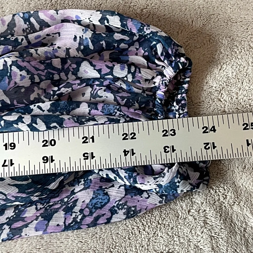 Abercrombie & Fitch Women's XS Purple Floral Sheer Sleeve Ruffle Blouse Romantic